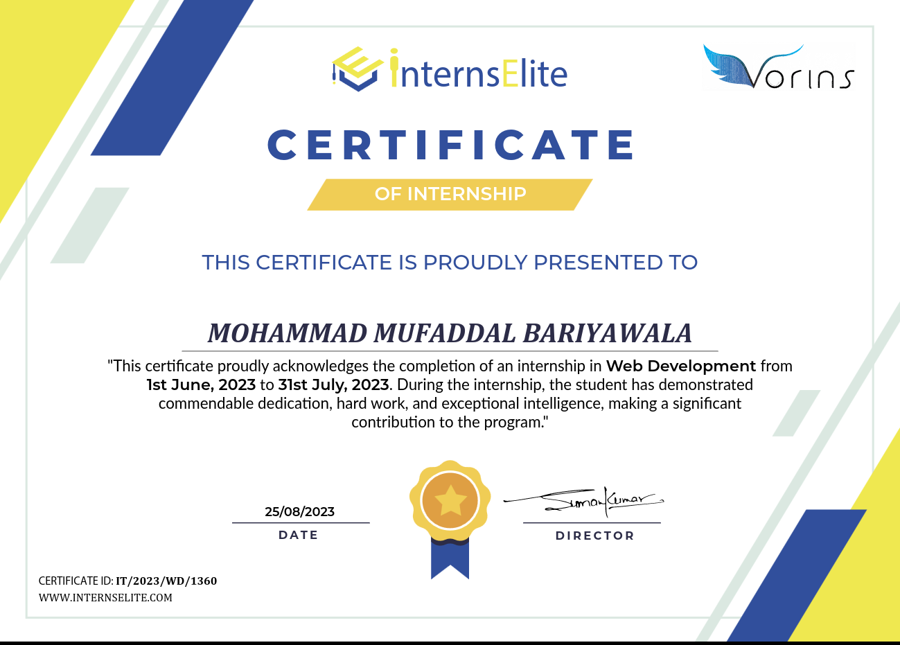 Interselite Certificate